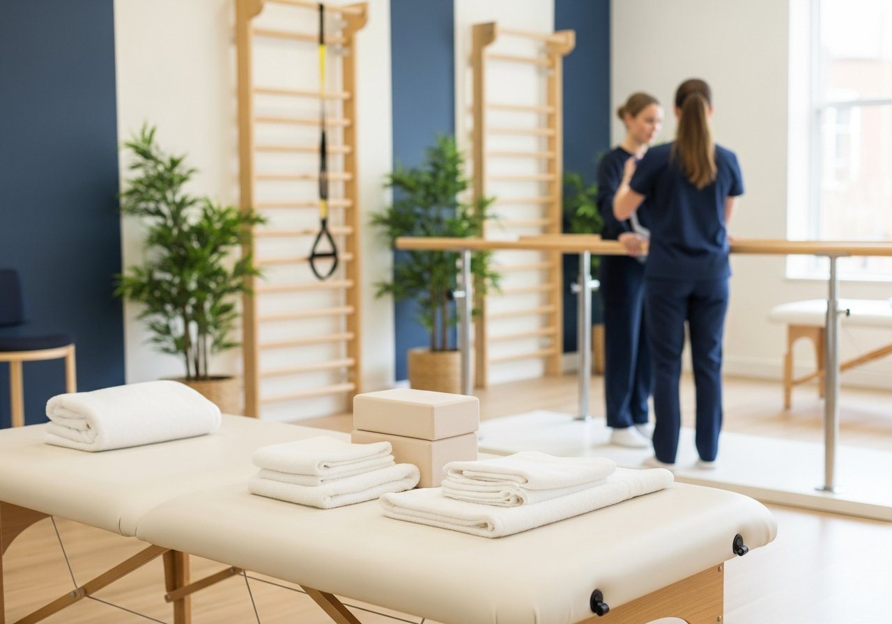 A therapy session underway in a modern rehabilitation gym, one of the clinical settings Gold Coast staffs